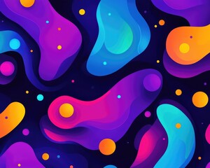 Poster - Vibrant spots against a dark backdrop Abstract design featuring 2D cartoon illustrations suitable for celebrations parties holidays invitations and creative projects Dynamic decor in a modern styl