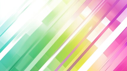 Poster - Rainbow gradient background featuring diagonal shapes in green white pink and purple hues