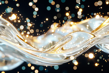 Poster - Swirls of luminous light and delicate bokeh create a vibrant and abstract ambiance. This visually captivating background enhances any creative or digital project