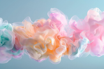 Poster - Delicate, airy pastel hues swirl and blend together to form an abstract background. The light colors create a calming atmosphere, perfect for various design projects