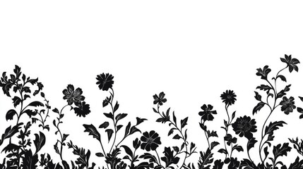 Poster - Silhouette border featuring outlined floral designs