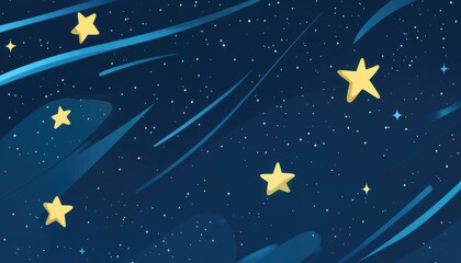 Poster - Light blue 2D cartoon template featuring space stars Vibrant illustration of shining celestial objects Ideal for creating cosmic background designs
