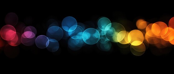 Poster - abstract blurred rainbow circles on a black background