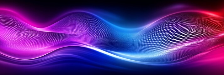 Canvas Print - Abstract colorful glowing waves on a dark background.