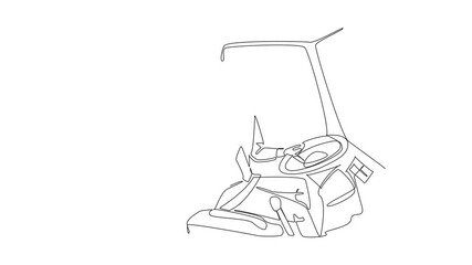 Poster - self drawing animation of single continuous line drawing male driver sitting on chair making welcomi