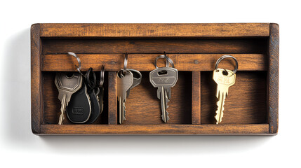 Wall Mural - a wooden box with keys

