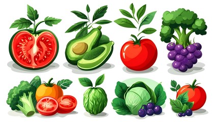 Hand-Drawn Organic Food Logos and Emblems for Natural Products Promotion and Healthy Lifestyle Advertising