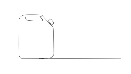 Poster - Animated self drawing of single continuous line drawing the jerrican with a handle and a picture of leaves. Replenish fuel reserves. No harm to nature. National Biodiesel Day. Full length animation
