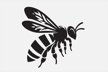 A beautiful flying Bee silhouette vector icon.