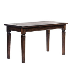 Poster - wooden table with rectangular top standing on white background in minimalist style