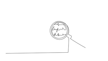 Poster - Animation of continuous one line drawing a sheet of paper highlighted by a magnifying glass. Spelling check of text. National Grammar Day. Single line self drawing animated. Full length motion
