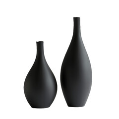 Aufkleber - Two black vases are standing on a white background, providing a sleek and modern aesthetic