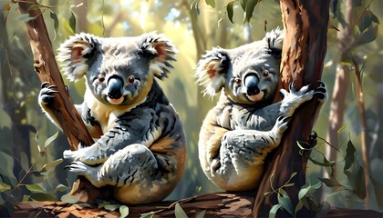 Blissful Companionship of Koala and Sloth in a Serene Woodland Retreat