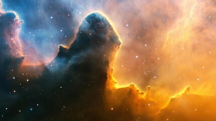 Wall Mural - A colorful nebula with a black cloud in the middle