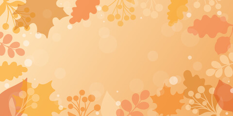 Poster - Autumn abstract background with leaves, nature banner design