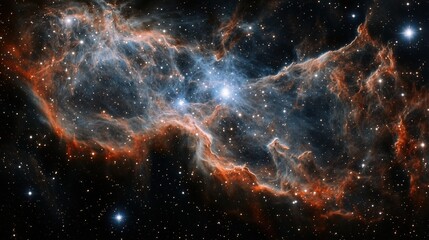 Wall Mural - A beautiful, colorful nebula in space with many stars