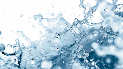 Poster - Bright droplets of water collide and splash, creating a vibrant and lively texture. The clarity and movement add a refreshing touch to any design project or wallpaper