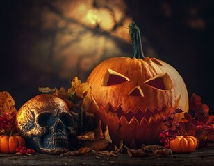 halloween background with pumpkin