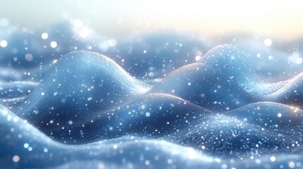 Wall Mural - Abstract Snowy Blue Hills With Sparkling Light Particles