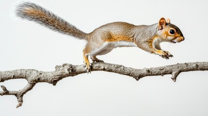 Sticker - A Grey Squirrel Leaping From a Branch