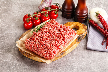 Canvas Print - Raw minced beef uncooked meat