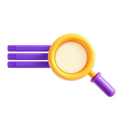 Poster - This image features a vibrant purple and orange magnifying glass design with a blank interior, suggesting a focus on exploration and inquiry.