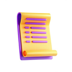 Poster - This image features a colorful scroll design with yellow and purple elements, featuring various shapes. It is a creative 3D representation.