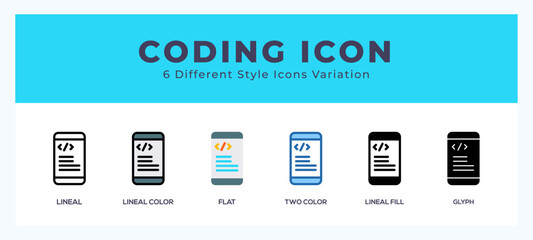 Sticker - Coding icons set of simple vector illustration.