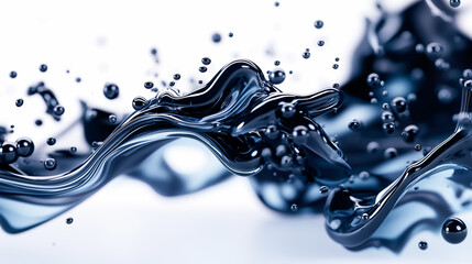Poster - dark, fluid shapes and bubbles intertwine to form an abstract background. the sleek texture and moti