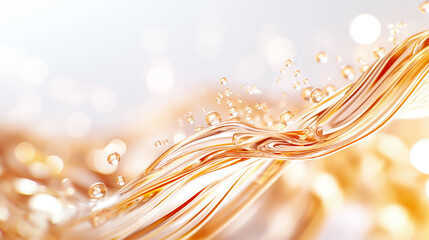 Poster - This background features a flowing wave of golden liquid, accented by tiny sparkling bubbles that add a touch of elegance and freshness. The light creates a luminous effect, enhancing the atmosphere