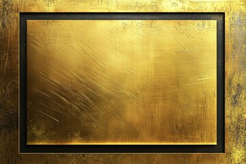 Wall Mural - A metallic gold background with a simple blank black frame 