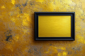 Wall Mural - A metallic gold background with a simple blank black frame 