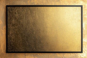 Wall Mural - A metallic gold background with a simple blank black frame 