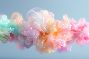 Poster - This wallpaper features a vibrant composition of pastel colors blending gracefully, forming soft, fluid shapes that evoke a sense of tranquility and creativity