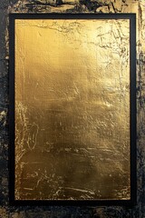 Wall Mural - A metallic gold background with a simple blank black frame 