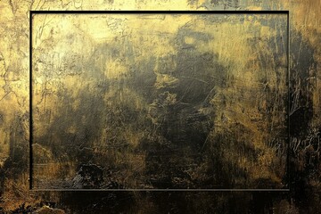 Wall Mural - A metallic gold background with a simple blank black frame 