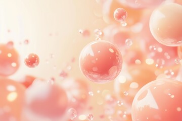 A close up of pink and orange bubbles floating in the air