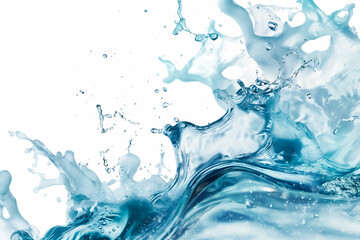 Poster - A vivid splash of turquoise water bursts across a white backdrop, creating an energetic and refreshing atmosphere perfect for a wallpaper or background design