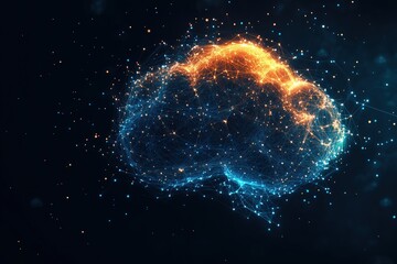 Wall Mural - A brain made of blue and orange dots