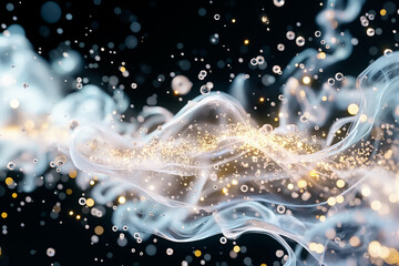 Poster - A mesmerizing display of swirling smoke blends with sparkling particles, creating an enchanting background. This captivating visual evokes a sense of mystery and creativity
