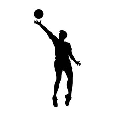 Volleyball Player Silhouette - Volleyball Player jumping smash silhouette isolated on white background- vector illustration