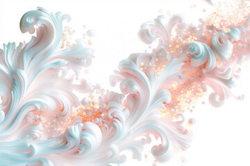 Poster - This wallpaper features a graceful design of white and pastel swirls, adorned with delicate patterns and shimmering color accents, perfect for modern interior decor