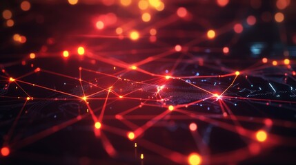 Poster - Abstract technology background with glowing nodes and flowing data lines, representing fast broadband connections.