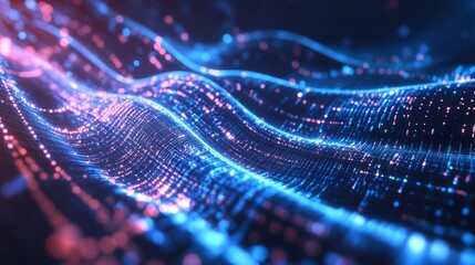 Poster - Futuristic data streams in a glowing abstract tech design, representing ultra-fast broadband and cyber connectivity.