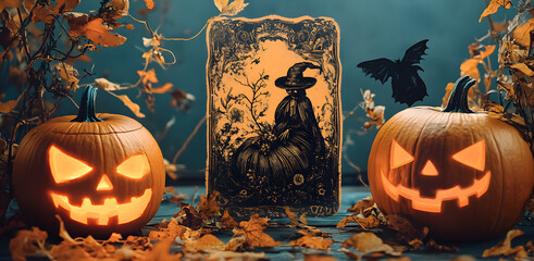 Wall Mural - Collection of vintage background halloween