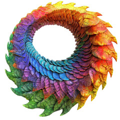 Poster - Colorful circle forming a tunnel with rainbow leaves, creating a beautiful and abstract design