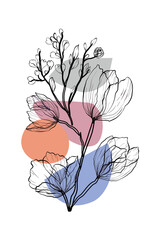 abstract flora simple background. hand draw vector illustration. beautiful flowers with branches and leafs isolated icon vector illustration design. Seamless pattern.  