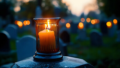 candle burning on cemetery