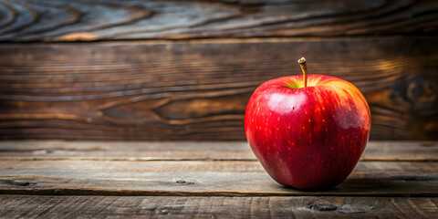 Vibrant red apple on rustic wooden background, apple, red, fruit, healthy, fresh, organic, natural, food, background