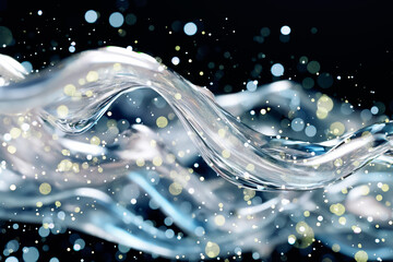 Poster - This captivating design showcases flowing water intertwined with sparkling bubbles and light effects, creating an alluring and dynamic backdrop perfect for various applications